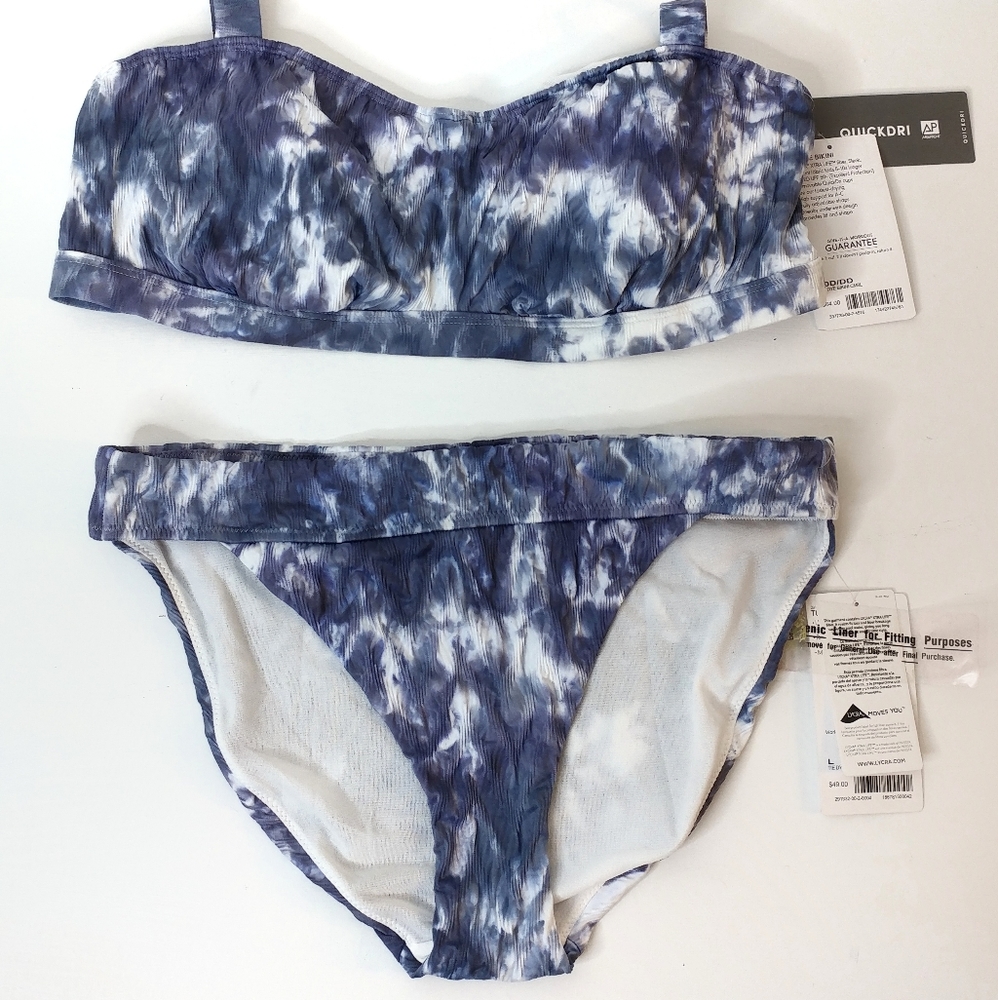 Athleta tie dye bikini top 40D/DD bottom sz L